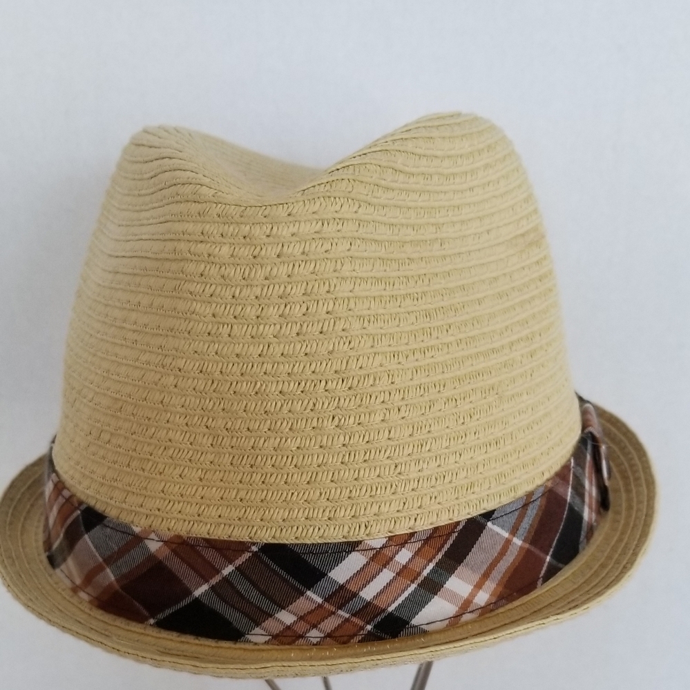 Natural Straw Plaid Fedora